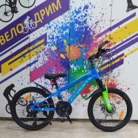 Велосипед 20" алюминиевый 21 скорость Crolan небесный для детей