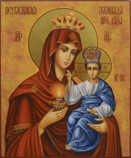 Неугасимая Лампада икона Божией Матери рукописная на липовой доске (24164)