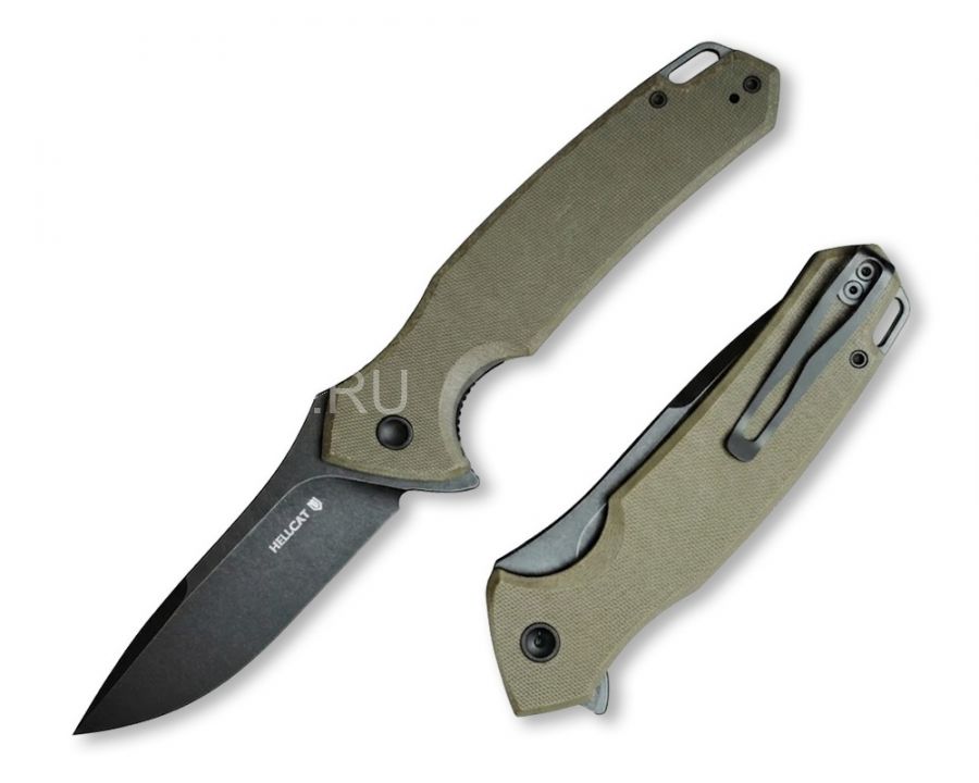 Нож складной Hellcat Blackwash Olive