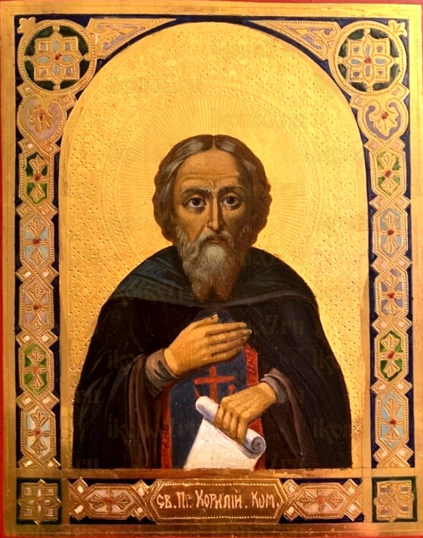 Корнилий Комельский рукописная Икона на липовой доске (22876)