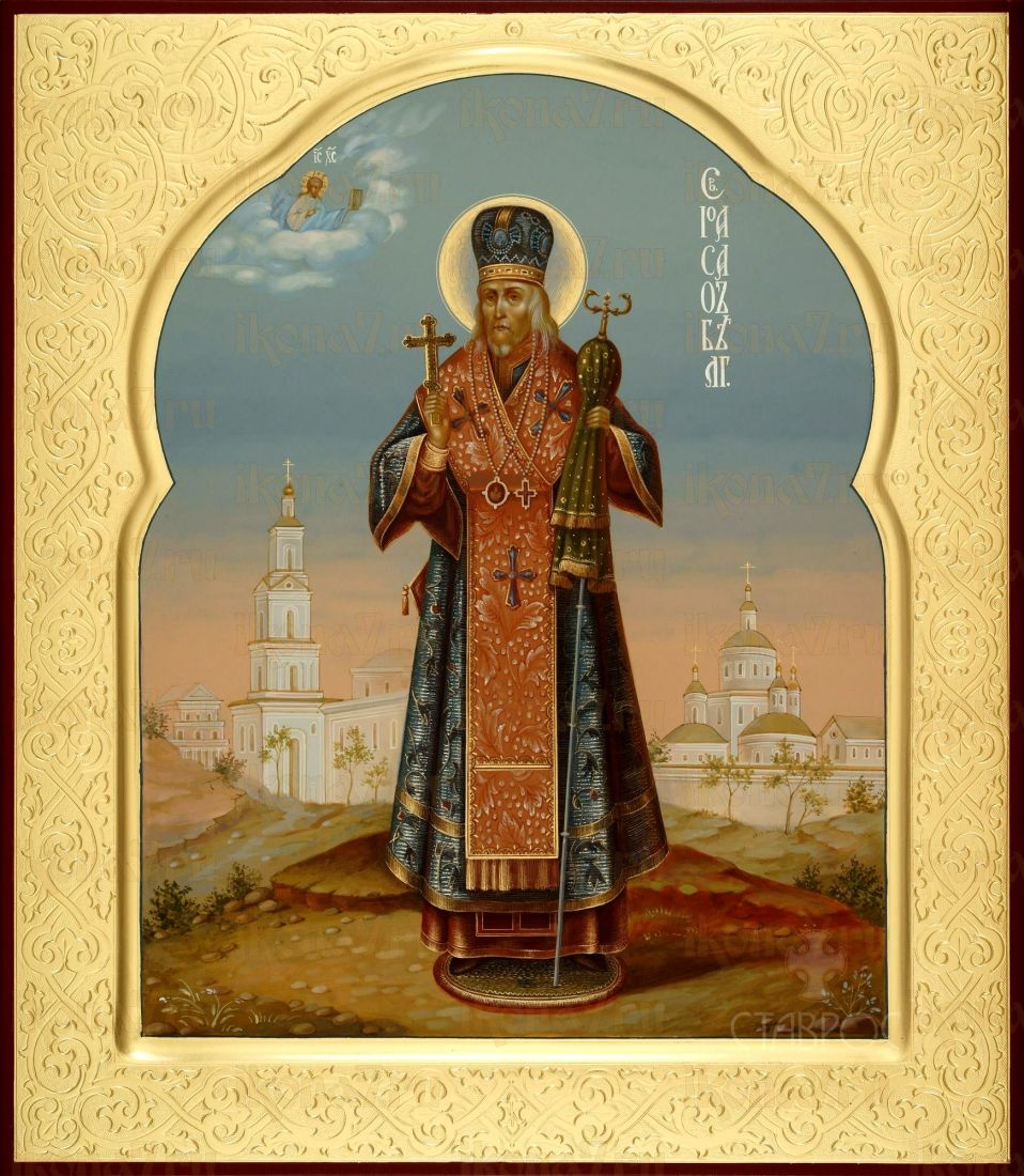 Иоасаф Белгородский рукописная Икона на липовой доске (22955)
