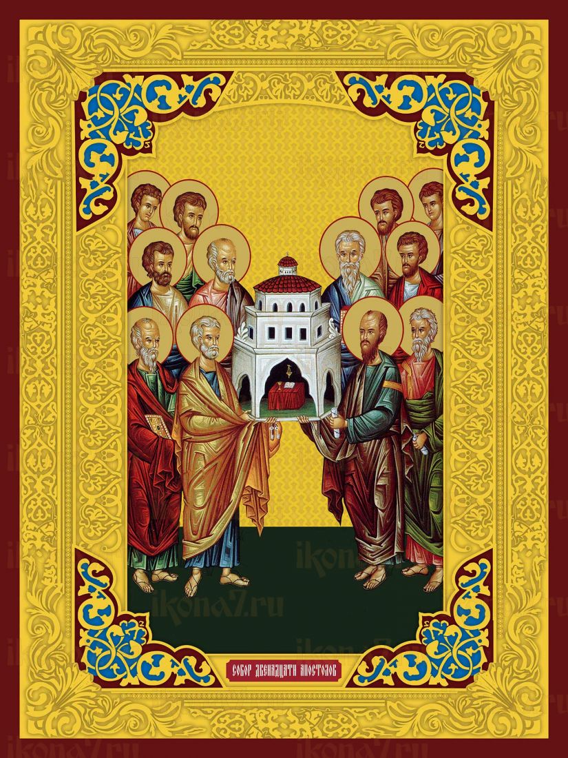 Собор 12 апостолов икона рукописная на липовой доске (24211)