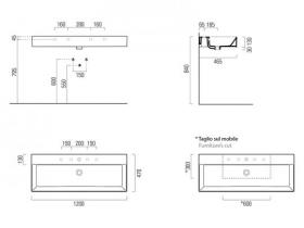 Черная раковина GSI Kube X 9424026 120х47 ФОТО