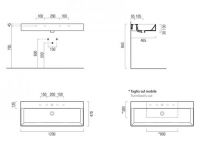 Черная раковина GSI Kube X 9424026 120х47 схема 2