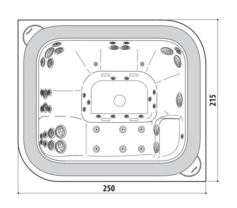 Спа бассейн Jacuzzi Virtus Pro 250х215 встраиваемый на семь человек ФОТО