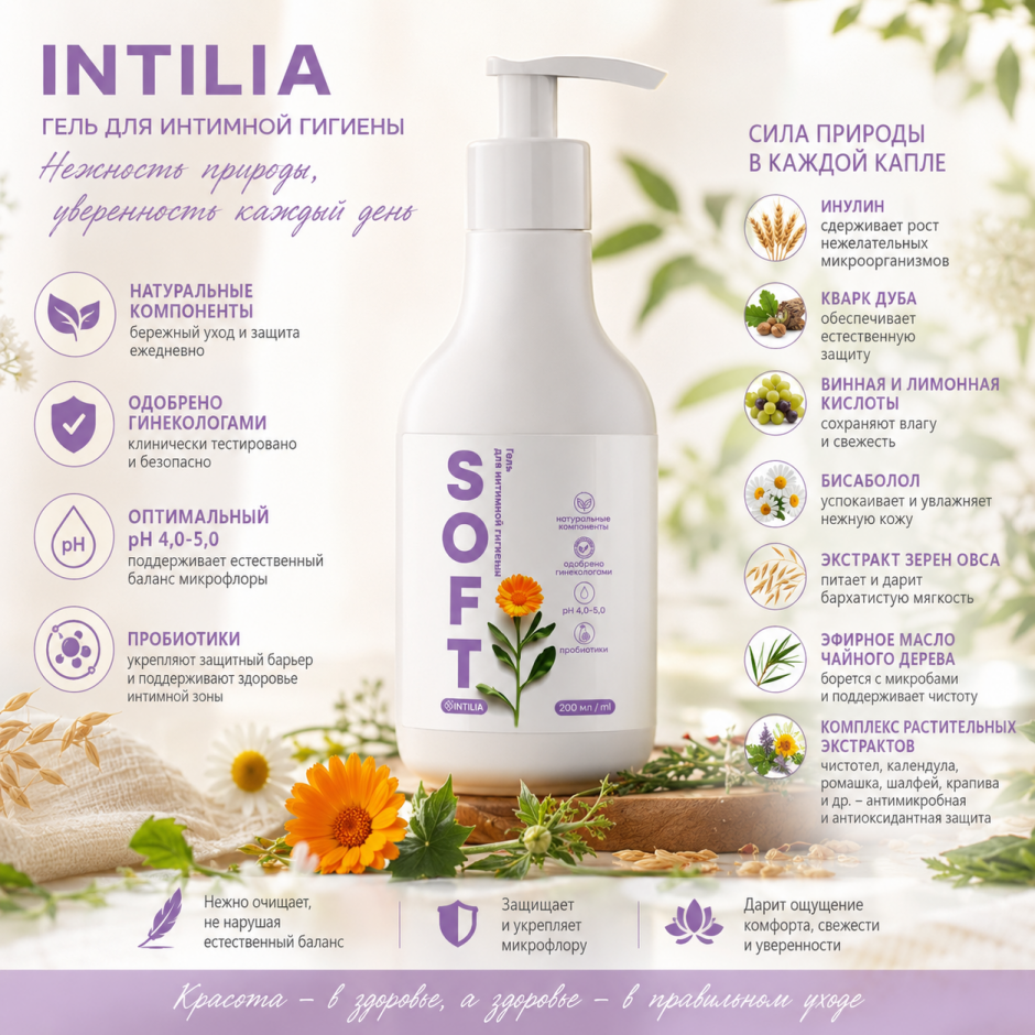 Гель для интимной гигиены Intilia