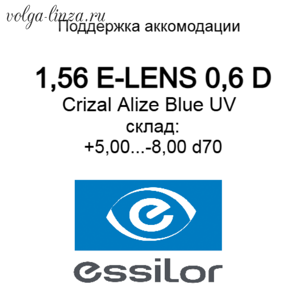 1.56 e-Lens Crizal Alize Blue UV