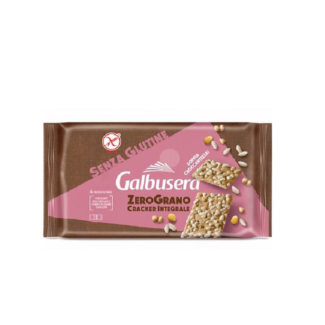 Крекеры цельнозерновые без глютена с воздушным рисом Galbusera 360 г, ZeroGrano Cracker Integrale con Riso Soffiato 360 g