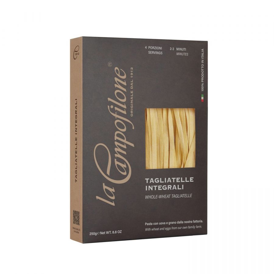 Яичная паста Тальятелле цельнозерновые 250 г, Pasta all’uova Tagliatelle integrale, La Campofilone, 250 g