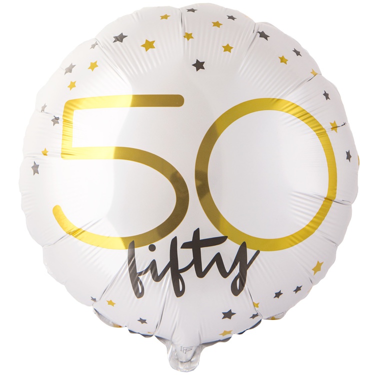 Бело-золотой 50 шар фольгированный с гелием