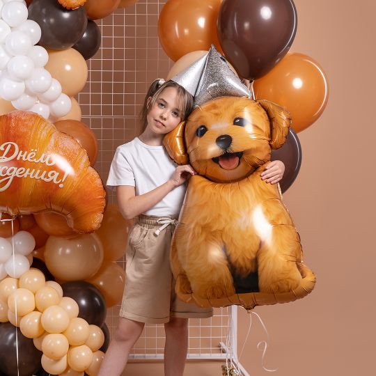 Щенок в колпачке шар фигурный фольгированный с гелием