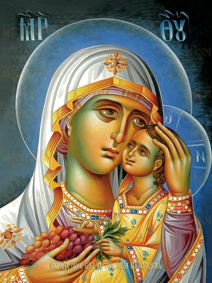 Ты еси лоза виноградная икона Богородицы печатная (холст на дереве)