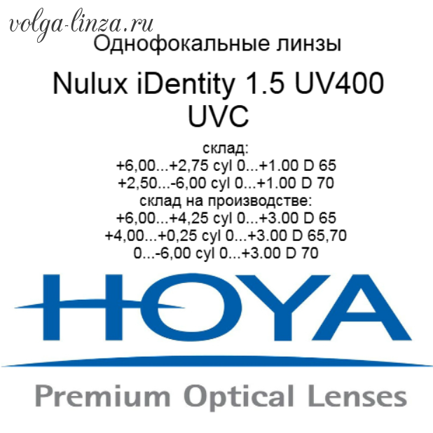 HOYA Nulux IDentity STRX 1,50 HVLL UV Control