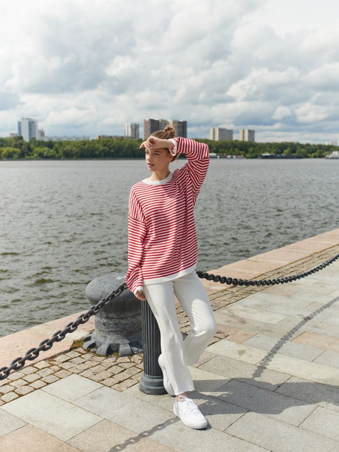 Тельняшка с длинным рукавом красная