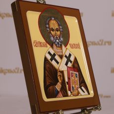 Николай Чудотворец 17х21 см (рукописная икона с ковчегом, нимб-сусальное золото)