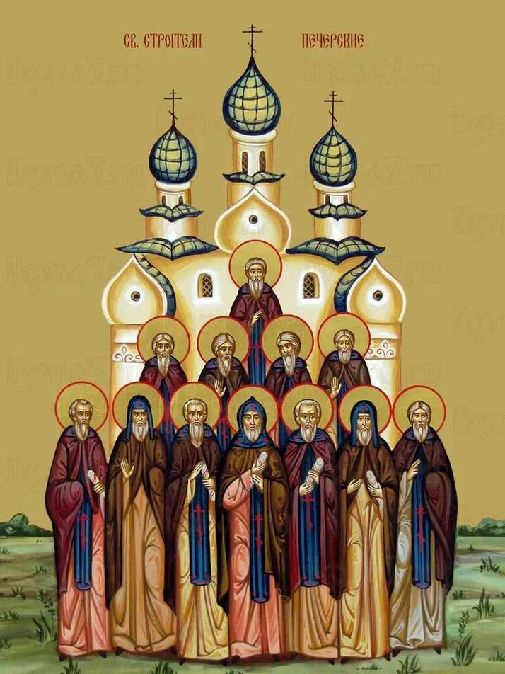 Святые строители Печерские икона печатная (холст на дереве)