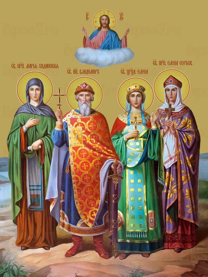 Мария, Василий, Павел, София, Сергий, Тамара, Кирилл икона печатная (холст на дереве)