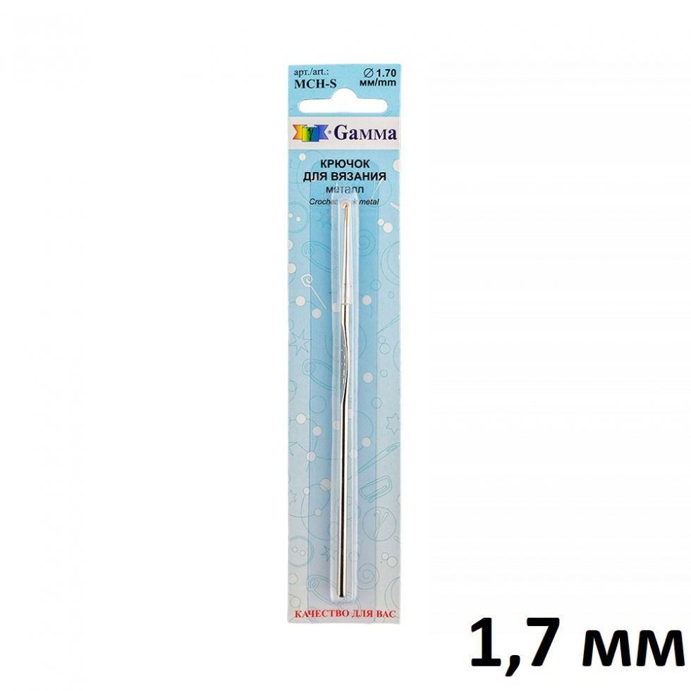 Крючок для вязания GAMMA стальной с золотой головкой 12 см в блистере Разные размеры  (MCH-S)