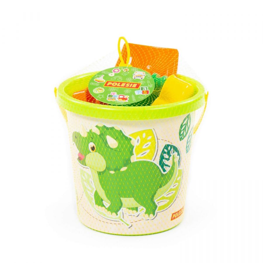 Набор №117: ведро с наклейкой, лопатка №5, грабельки №5, формочки (белочка + пёсик)