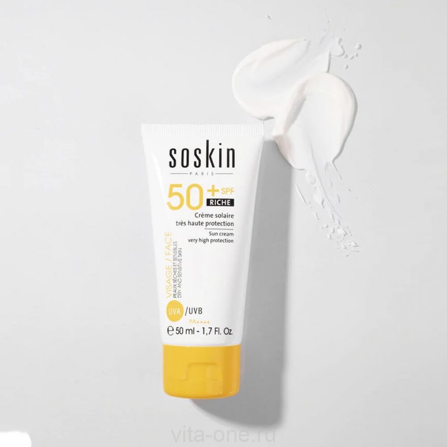 Солнцезащитный питательный крем SPF 50 SOSKIN SPF50+ Sun Cream Very high Protection 50 мл