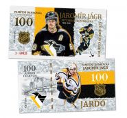 100 крон — Яромир Ягр. Питтсбург Пингвинз (1990-2001). История в НХЛ. Чехия. UNСB. Памятная банкнота. UNC Msh Oz WB