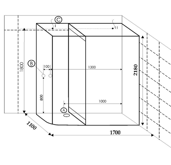 Душевая кабина Frank F901 R 170х110 с финской сауной схема 3