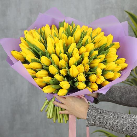 Букет из желтых тюльпанов (от 21 шт)