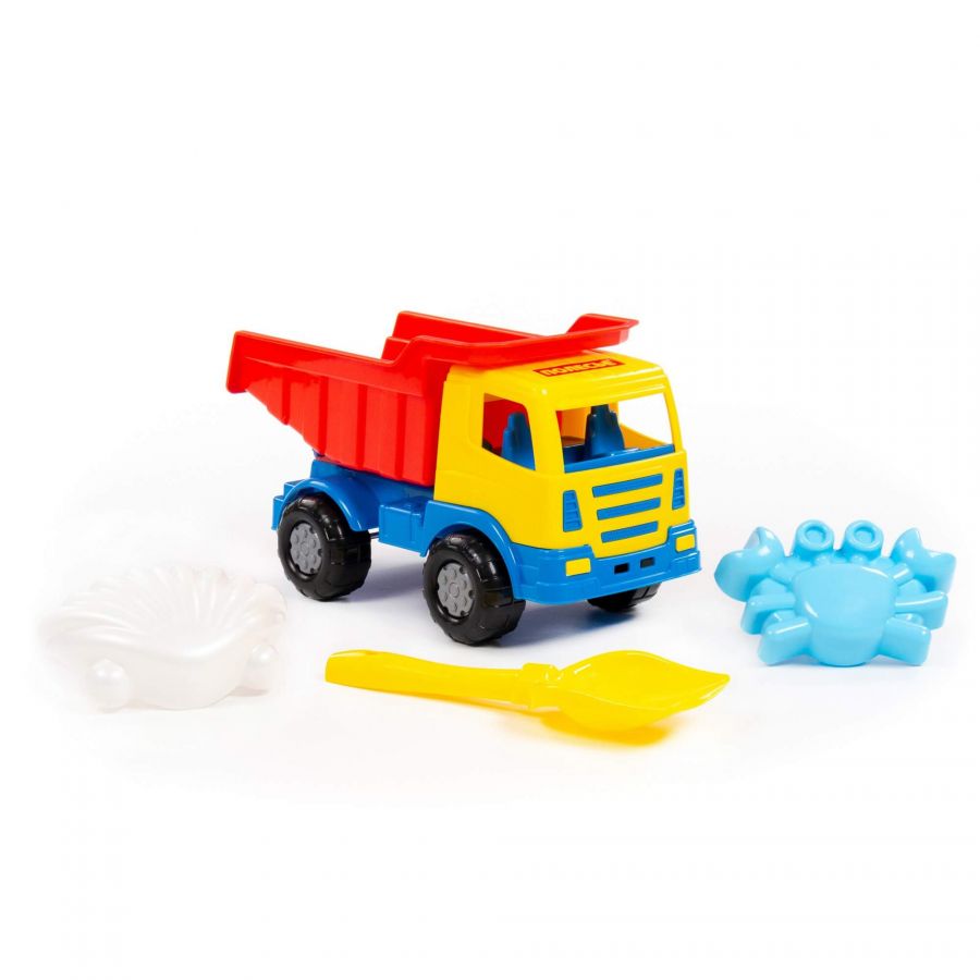Набор №369: "Мираж", автомобиль-самосвал + лопатка №5, формочки (краб №1 + ракушка №1)