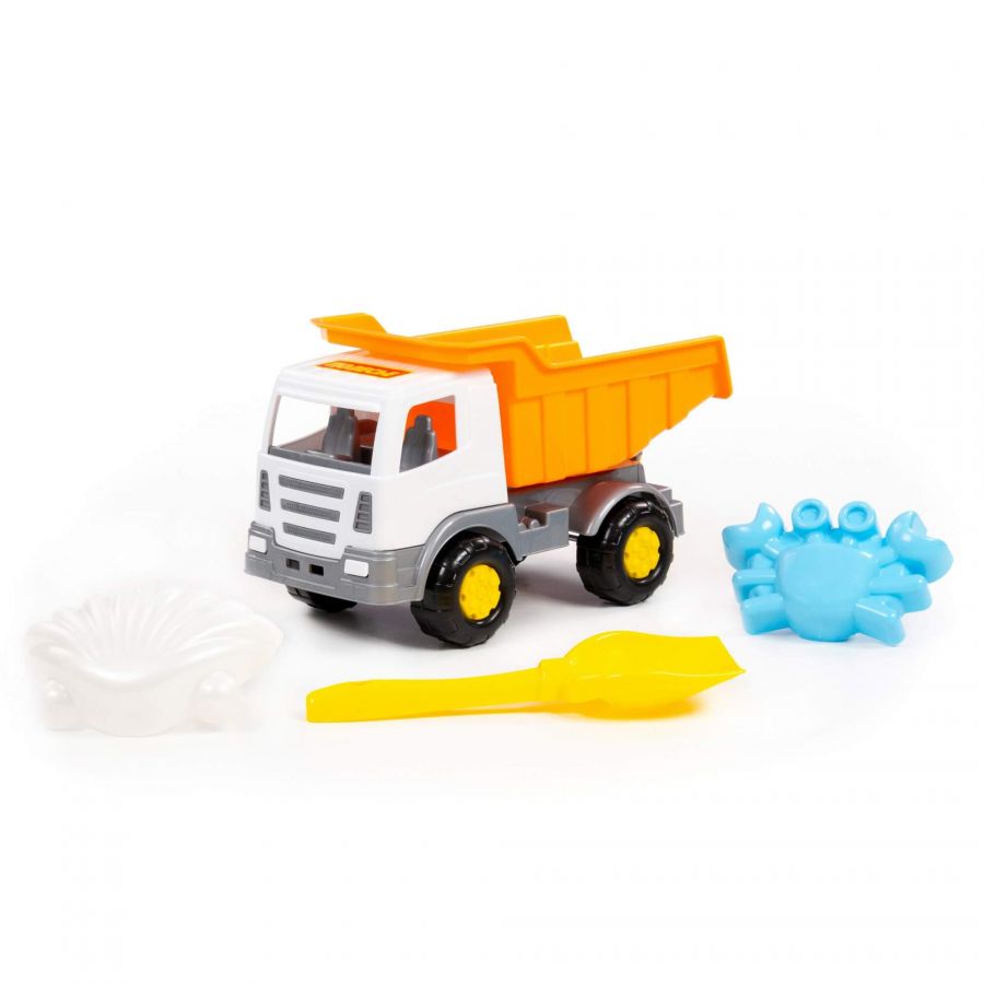 Набор №369: "Мираж", автомобиль-самосвал + лопатка №5, формочки (краб №1 + ракушка №1)