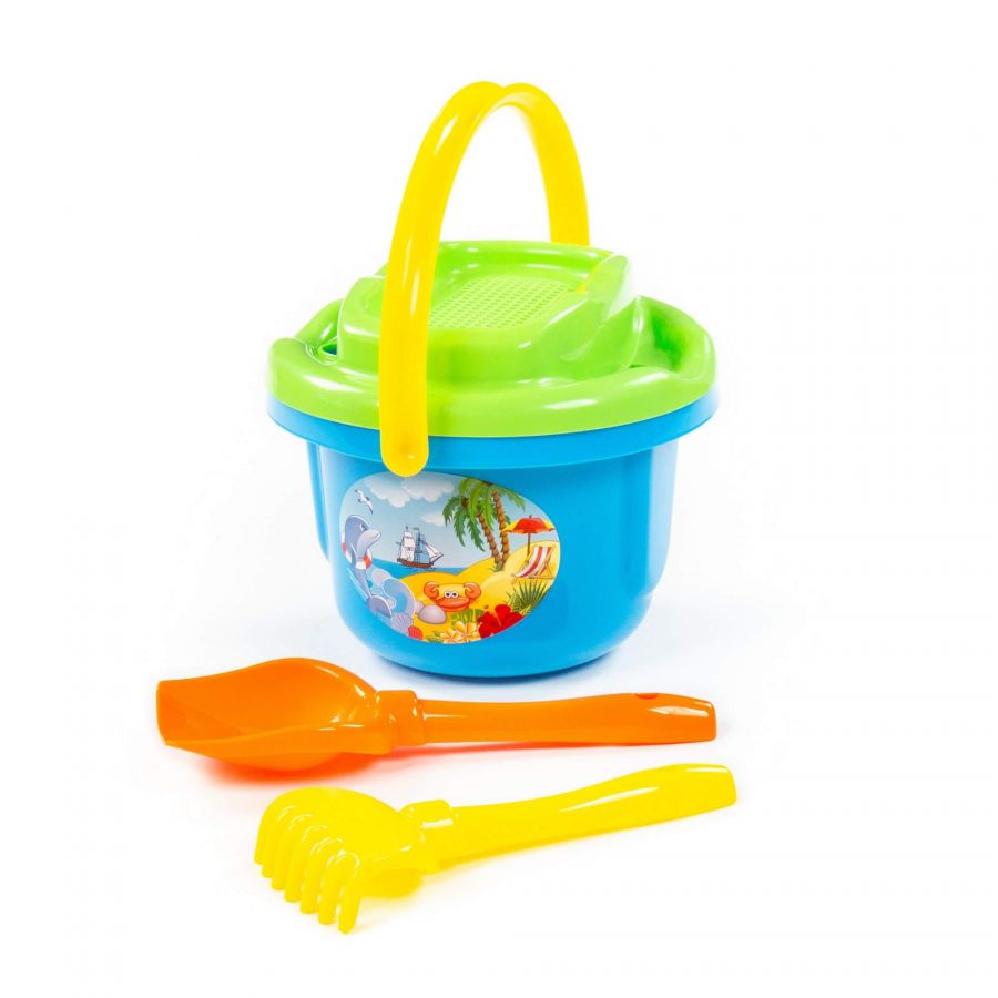 Набор №193: ведро большое, ситечко большое, лопатка №5, грабельки №5