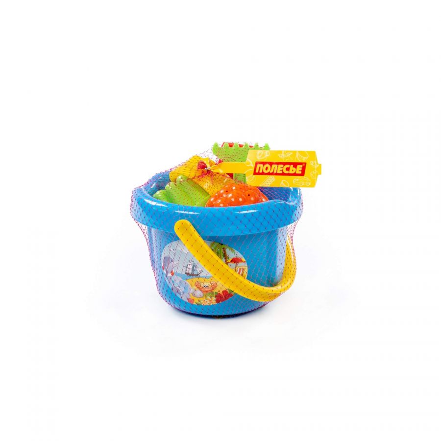 Набор №209: ведро большое, лопатка, грабельки, 4 формочки, лейка малая №4