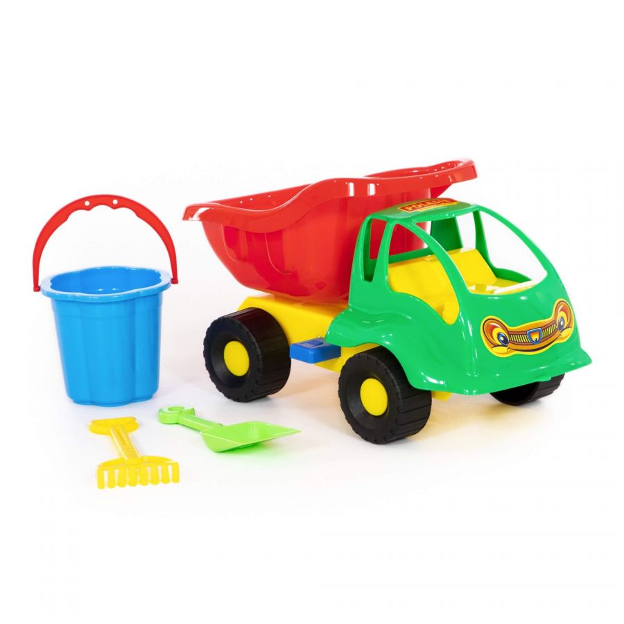 Набор №57: "Муравей", автомобиль-самосвал + ведро-цветок малое, лопатка малая №3, грабельки малые №3