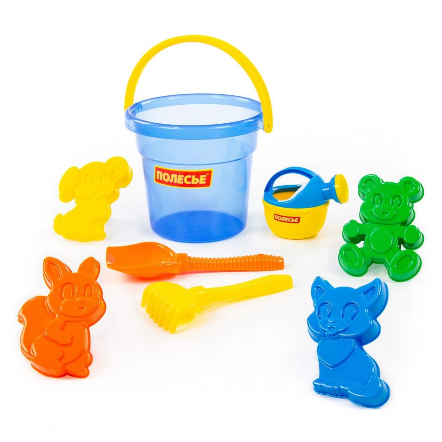Набор №226: ведро "Макси", лопата №6, грабли №6, формочки (белочка + пёсик + котёнок + медведь), лейка малая №4