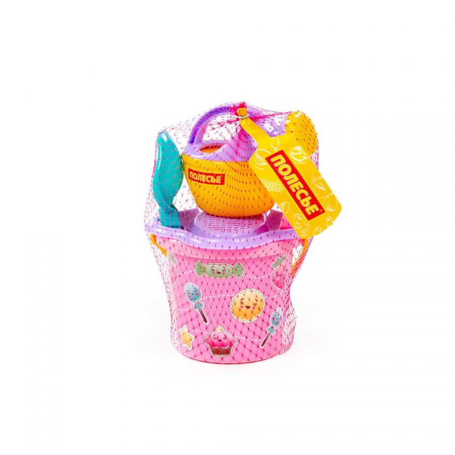 Набор №210: ведро малое с наклейкой, ситечко-цветок, совок №2, грабельки №2, лейка малая №3