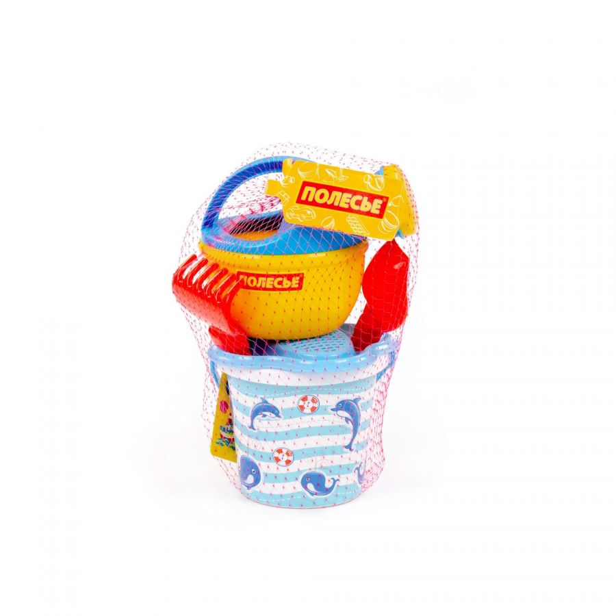 Набор №217: ведро малое с наклейкой, ситечко-цветок, совок №2, грабельки №2, лейка малая №4