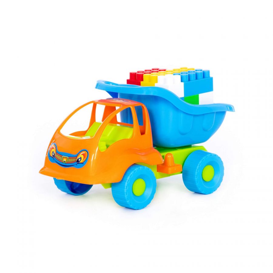 Набор №53: "Муравей", автомобиль-самосвал + конструктор "Строитель" (18 элементов)