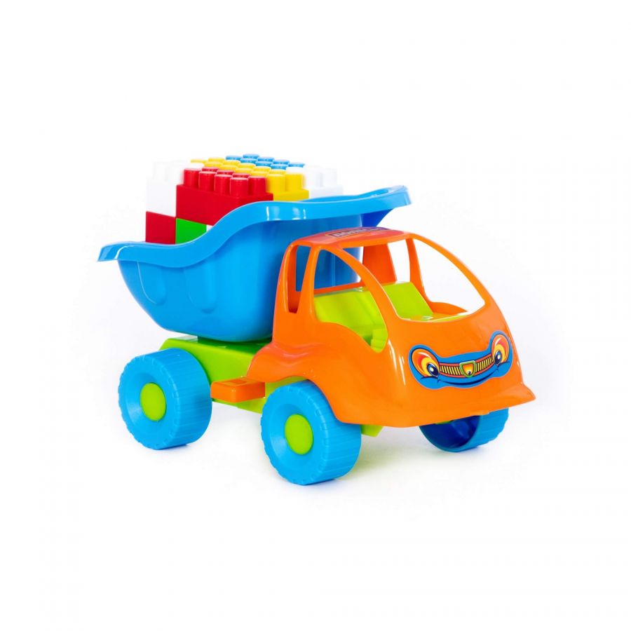 Набор №53: "Муравей", автомобиль-самосвал + конструктор "Строитель" (18 элементов)