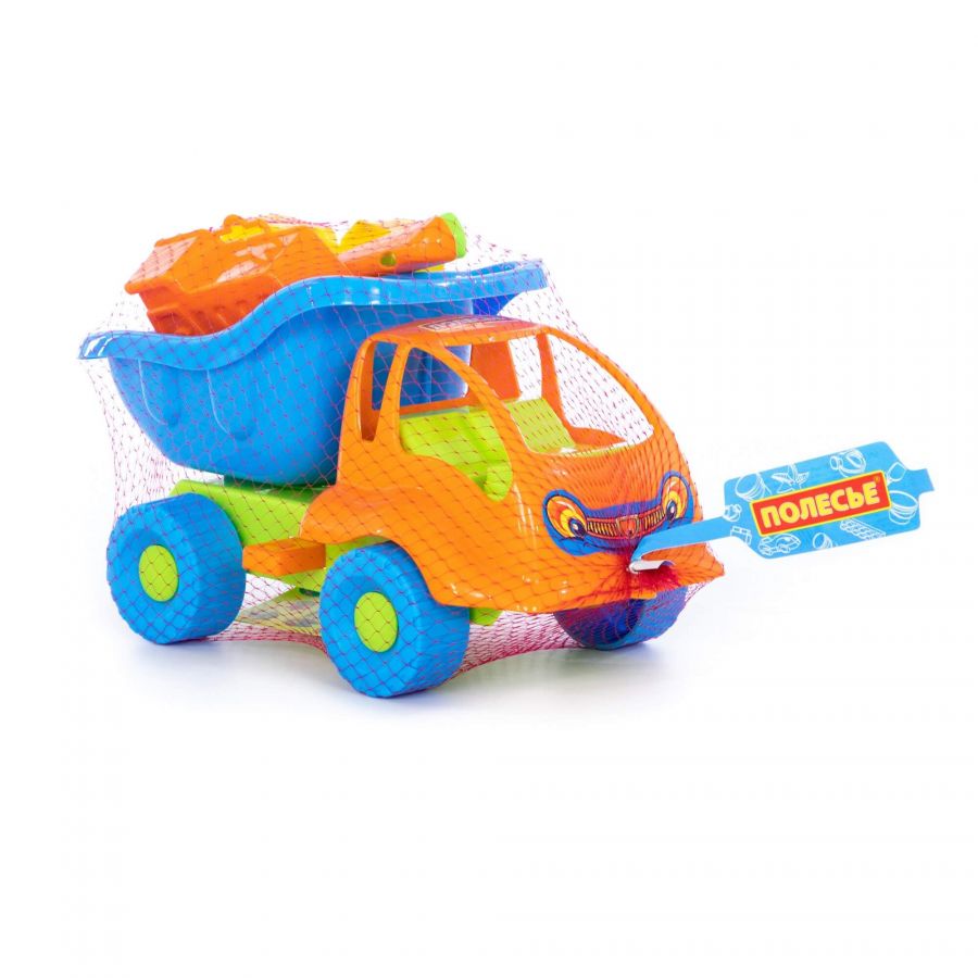 Набор №49: "Муравей", автомобиль-самосвал + совок №2, грабельки №2, формочки (самосвал + паровоз)