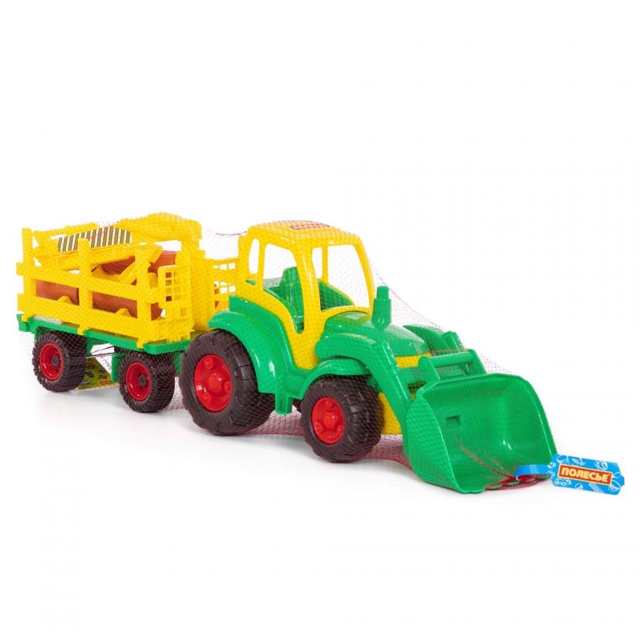 "Чемпион", трактор с ковшом + прицеп-лесовоз (в сеточке)