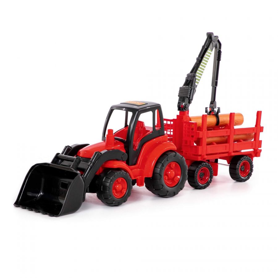 "Чемпион", трактор с ковшом + прицеп-лесовоз (в сеточке)