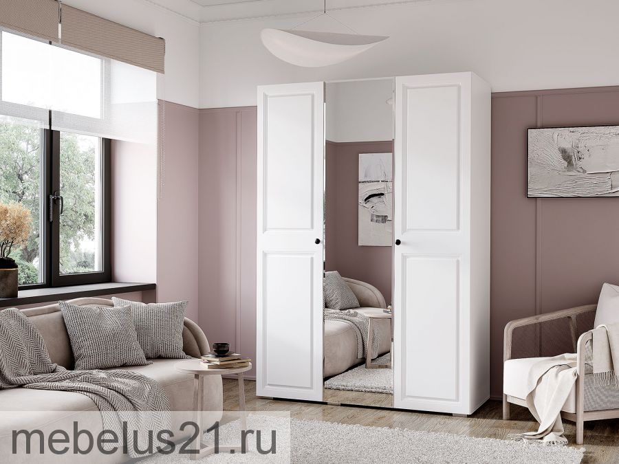 Шкаф 3-х створчатый Софт ШК-06 белый/эмаль белая