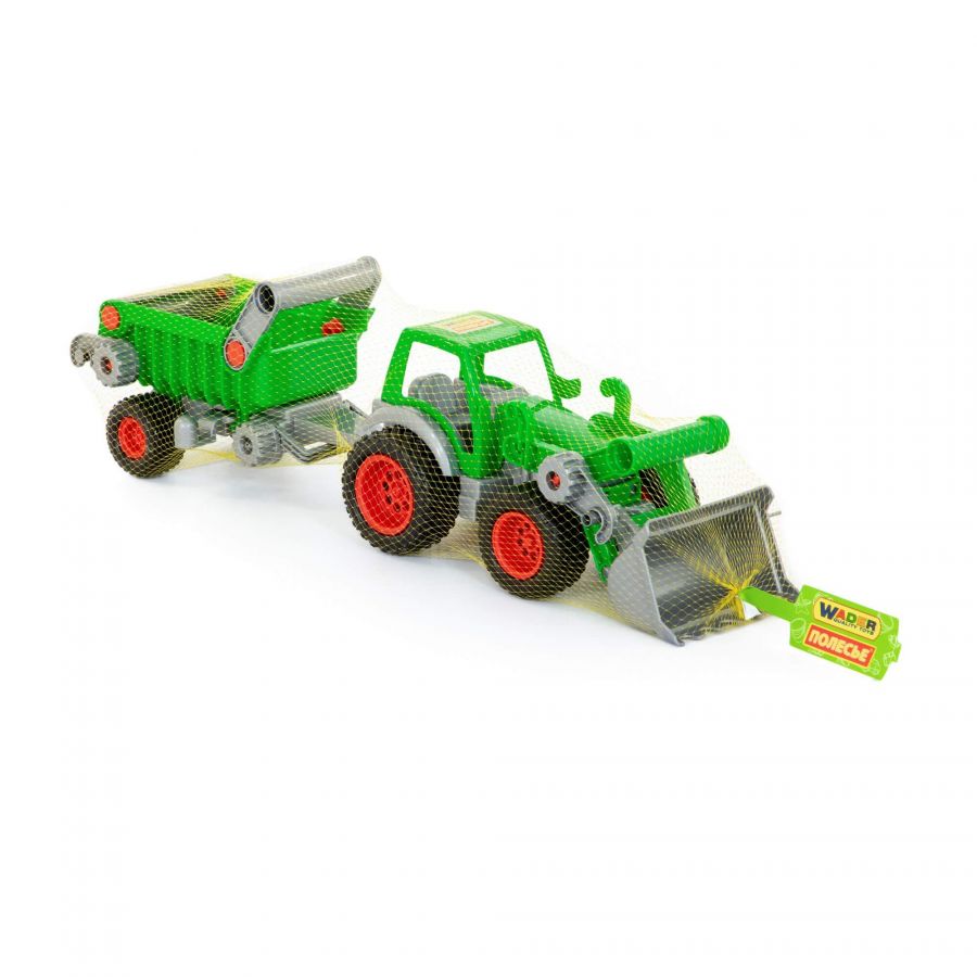 "Фермер-техник", трактор-погрузчик с полуприцепом (в сеточке)