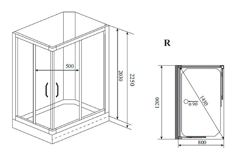 Душевая кабина Timo Premium 120x80 ILMA102 без гидромассажа схема 3