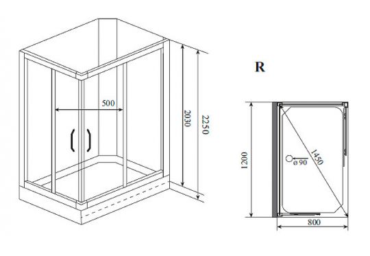 Душевая кабина Timo Premium 120x80 ILMA102 без гидромассажа схема 3