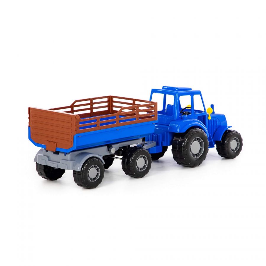 Трактор "Алтай" (синий) с прицепом №2 (в сеточке)