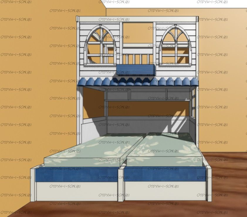 Кровать трехъярусная домик угловой Felicia Trio №3R