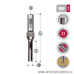Новинка! Фреза монолитная для пазов D 12  I 40 L 93,5 S 12 Woodwork 909.1240.12