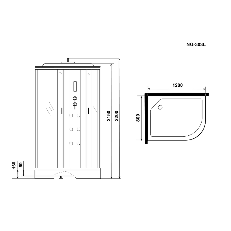 Душевая кабина Niagara Ultra 120x80 NG-303-01L с гидромассажем схема 6