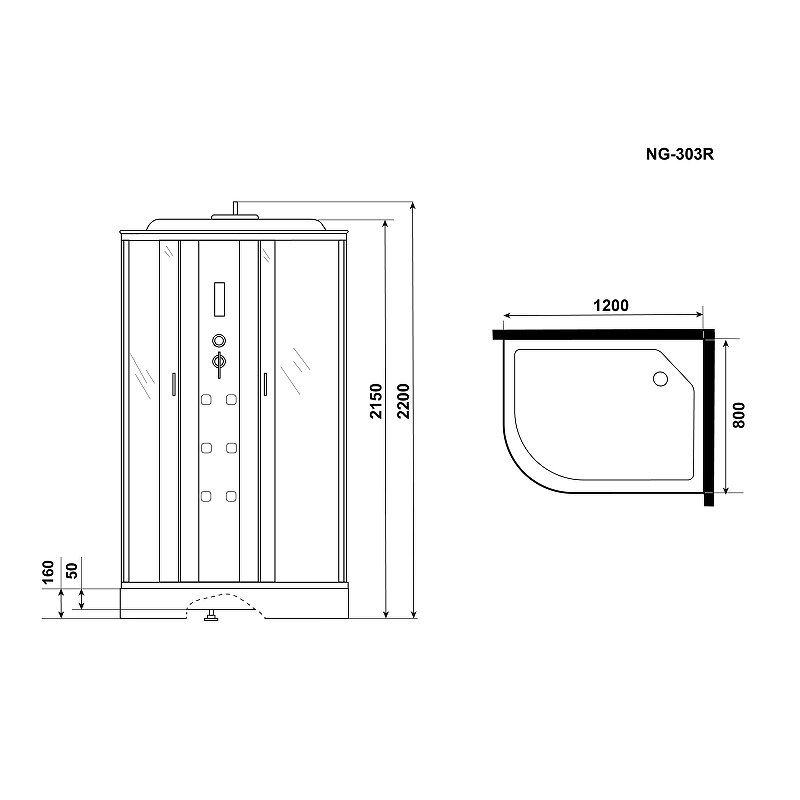 Душевая кабина Niagara Ultra 120x80 NG-303-01L с гидромассажем схема 5