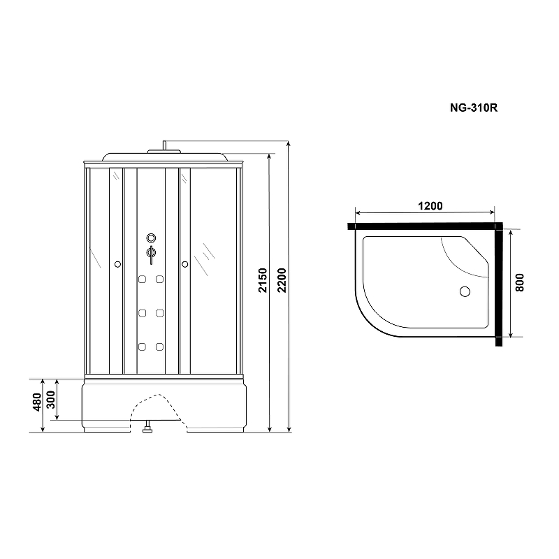 Душевая кабина Niagara Ultra 120x80 NG-310-01L с гидромассажем схема 5